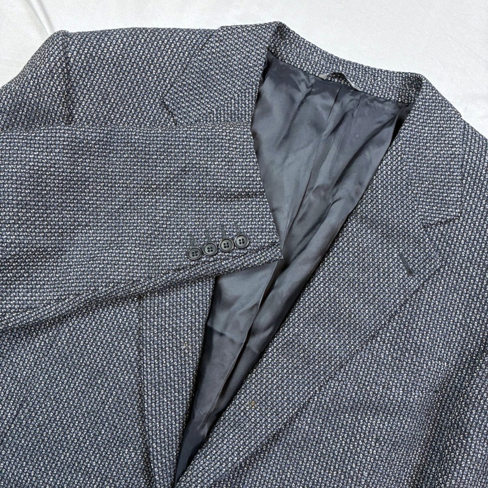 Zanella Blazer Sport Coat 42R Blue Gray Wool Italy Micro Pattern Luxury Designer